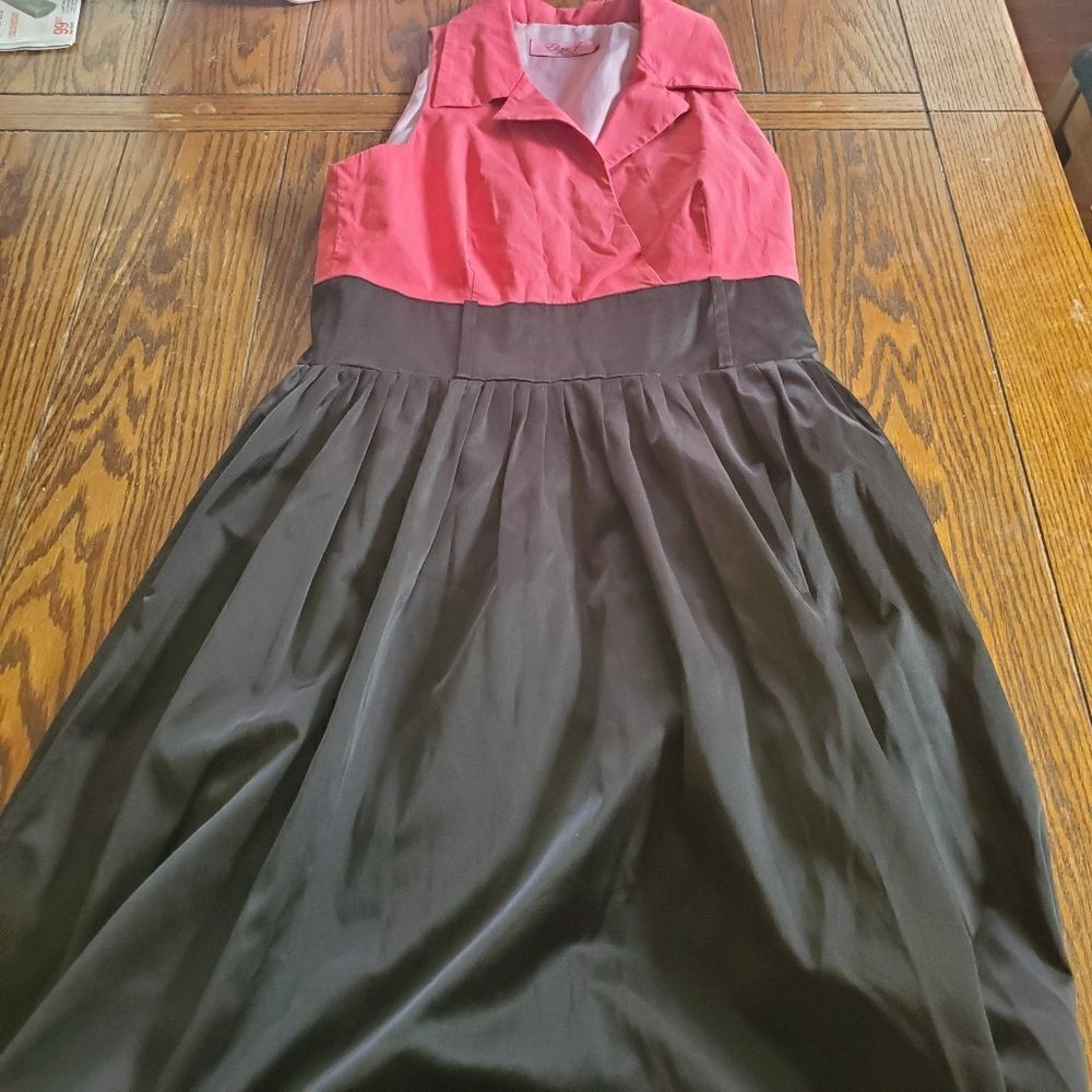 Eliza J pink&black pin up style dress size small